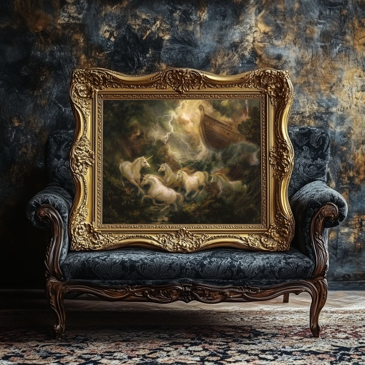 Unicorns & the Great Flood Wall Art Print – Dramatic Noah’s Ark Storm Fantasy Epic Décor - Everything Pixel