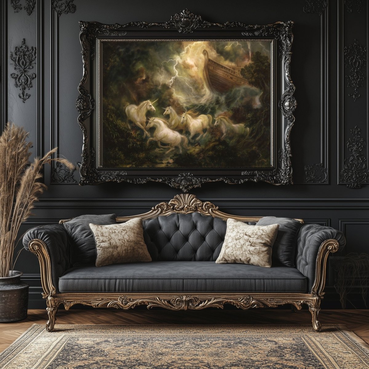 Unicorns & the Great Flood Wall Art Print – Dramatic Noah’s Ark Storm Fantasy Epic Décor - Everything Pixel