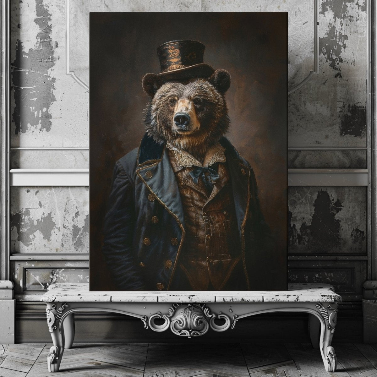 Victorian Bear Gentleman Canvas Print - Quirky Gothic Animal Art - Everything Pixel