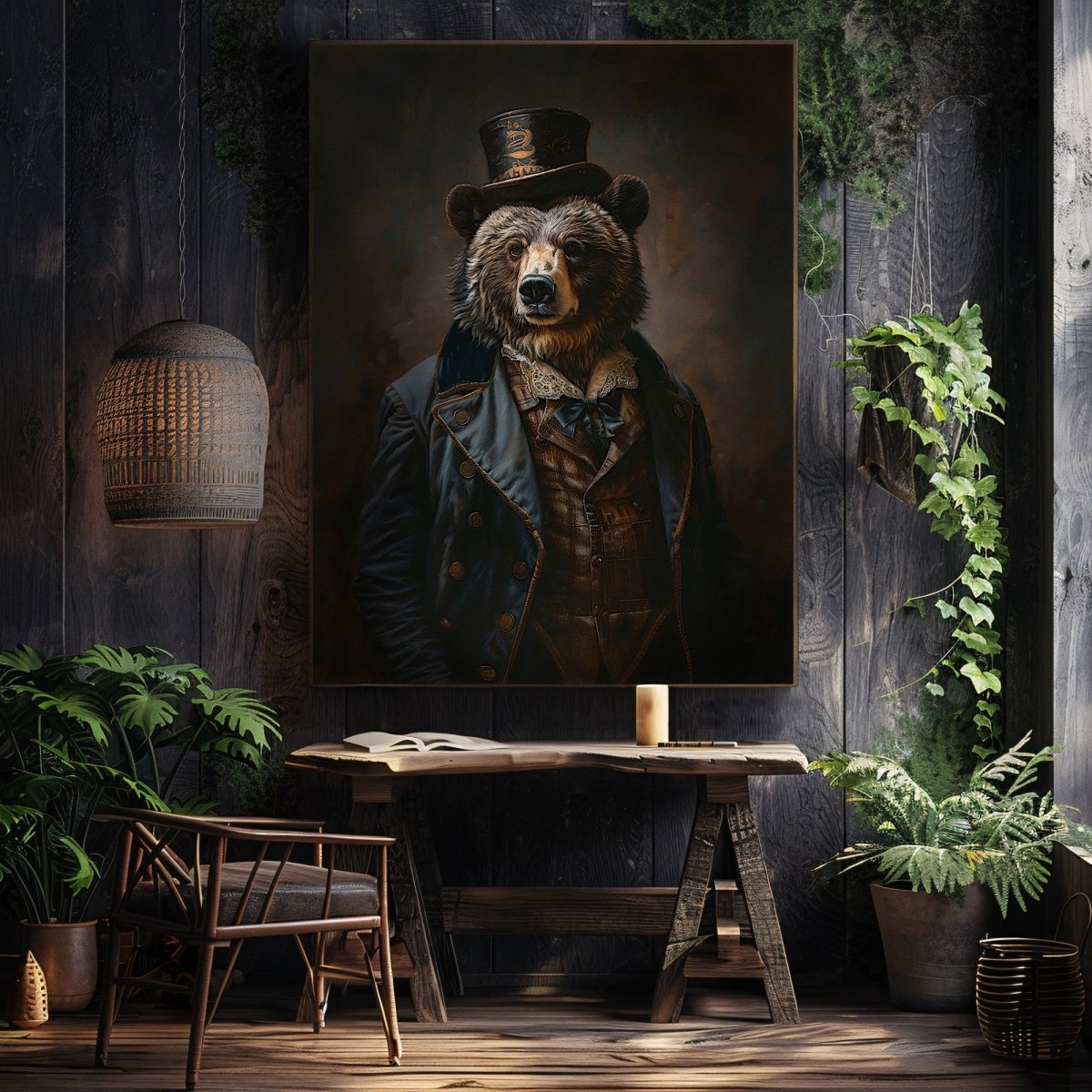 Victorian Bear Gentleman Wall Art Print - Quirky Gothic Animal Art - Everything Pixel