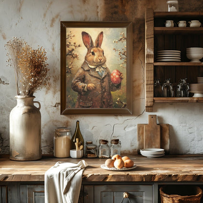 Victorian Easter Bunny with Egg - Vintage Wall Art Print - Everything Pixel