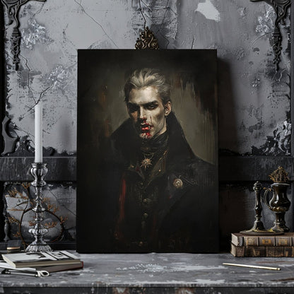 Victorian Vampire Lord Canvas Print - Macabre Gothic Wall Art - Everything Pixel