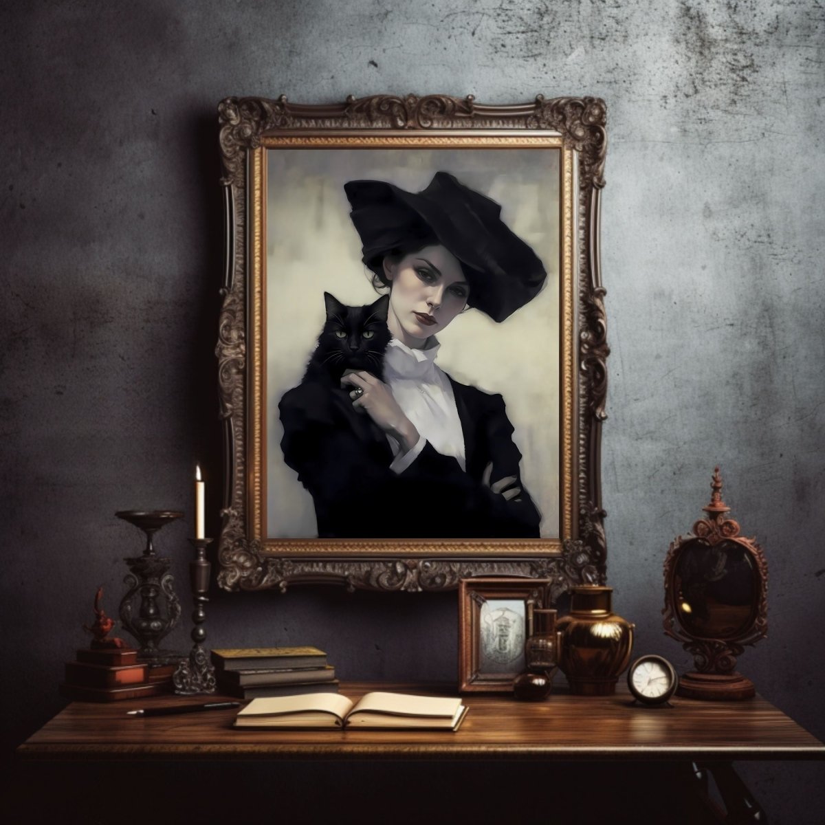 Victorian Witch Halloween Wall Art Painting Spooky Decor Dark Cottagecore Victorian Gothic Halloween Poster Dark Academia Art Paper Poster Print - Everything Pixel