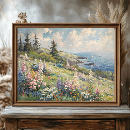 Vintage Coastal Spring Landscape Wall Art Print - Everything Pixel