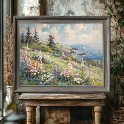 Vintage Coastal Spring Landscape Wall Art Print - Everything Pixel