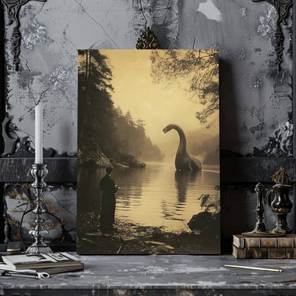 Vintage Jurassic Scene Canvas Print - Dinosaur Art, Nostalgic Fantasy, 19th Century Photo - Everything Pixel