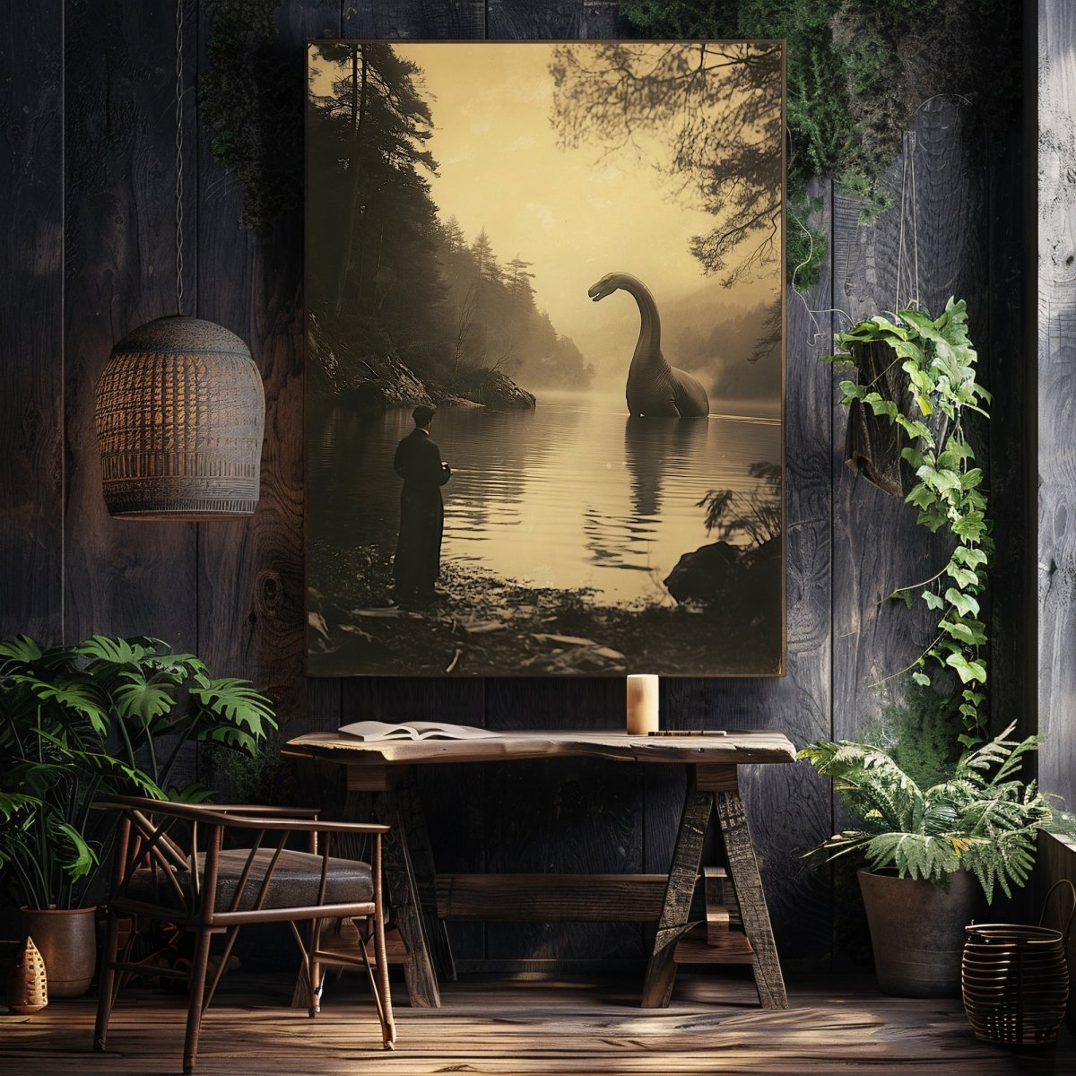 Vintage Jurassic Scene Wall Art Print – Everything Pixel