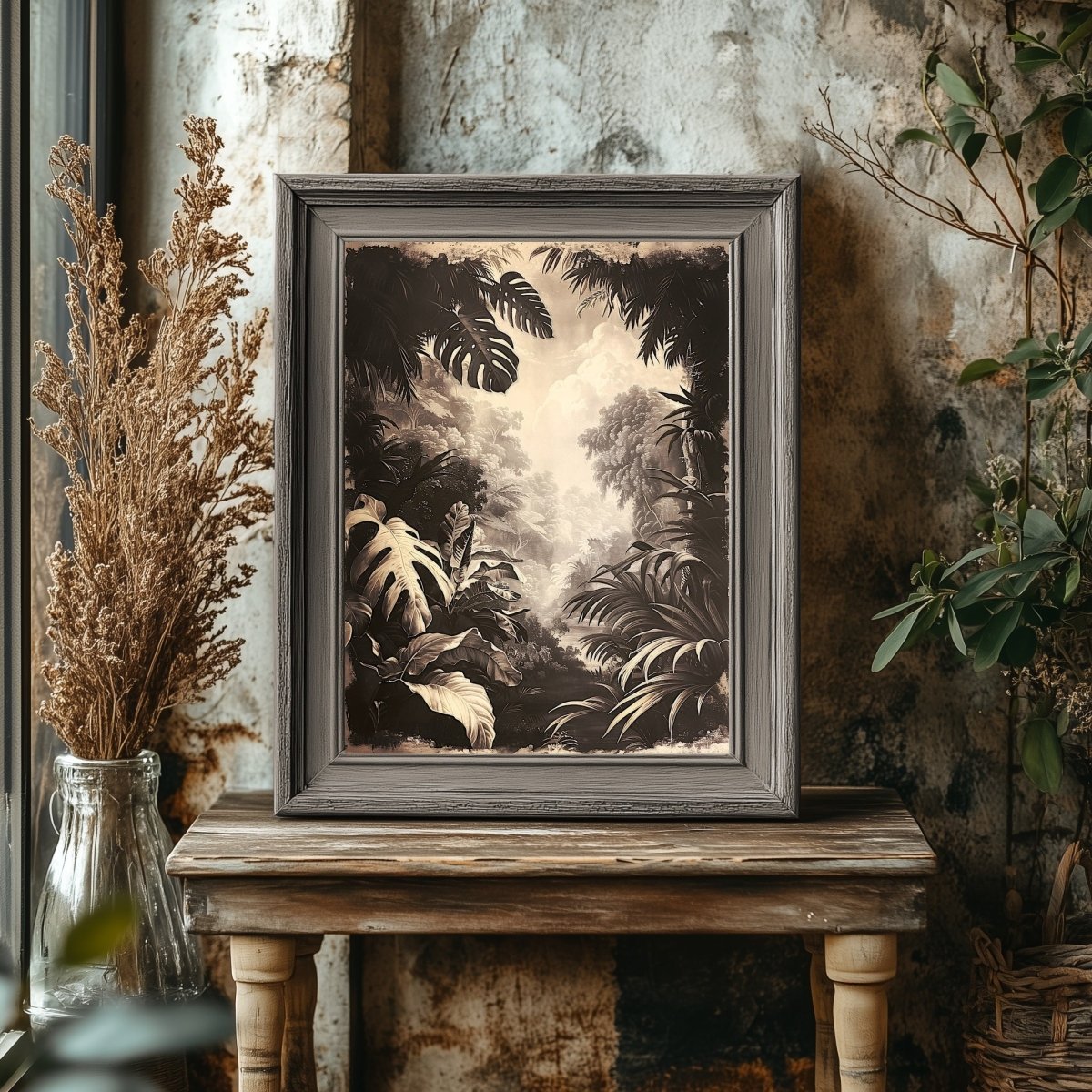 Vintage Lush Tropical Jungle Wall Art Print - Everything Pixel