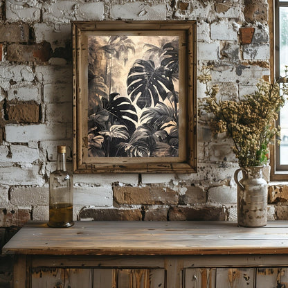 Vintage Monstera Plant Jungle Wall Art Print - Everything Pixel