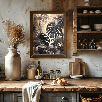 Vintage Monstera Plant Jungle Wall Art Print - Everything Pixel