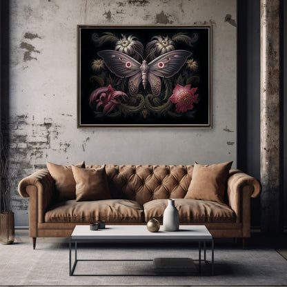 Vintage Moth Paper Poster Prints Dark Academia Wall Art Witchy Gothic Botanical Decor Dark Cottagecore Goblincore Goth Home Decor Moody Painting - Everything Pixel