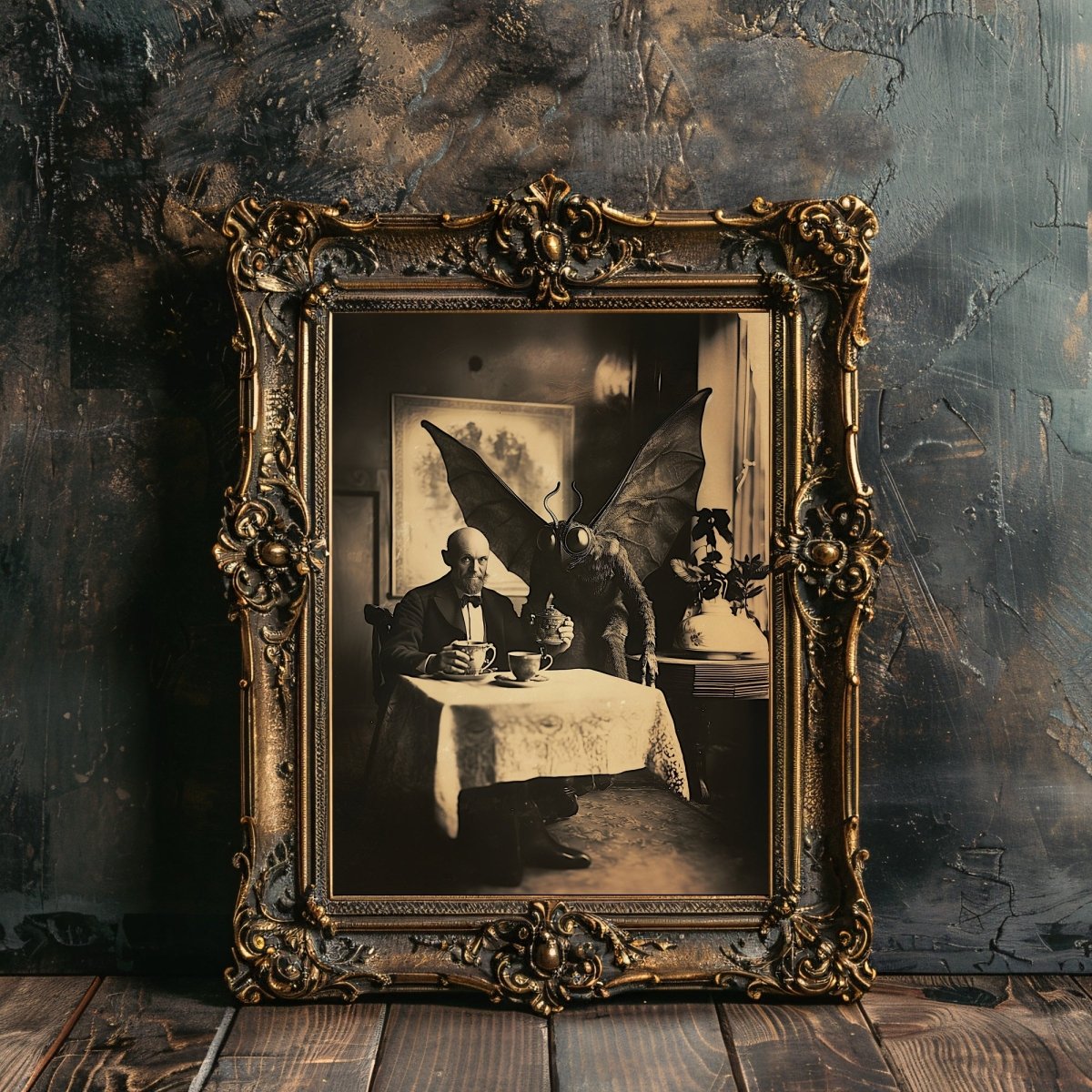 Vintage Mothman Wall Art Print - Gothic Decor, Paranormal Folklore, Whimsical Bizarre, Victorian Photo - Everything Pixel