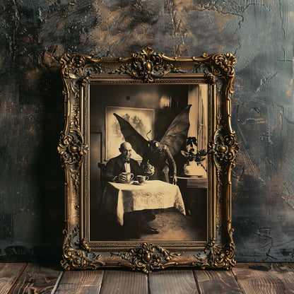 Vintage Mothman Wall Art Print - Gothic Decor, Paranormal Folklore, Whimsical Bizarre, Victorian Photo - Everything Pixel