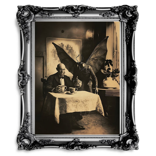 Vintage Mothman Wall Art Print - Gothic Decor, Paranormal Folklore, Whimsical Bizarre, Victorian Photo - Everything Pixel