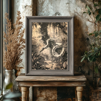 Vintage White Python Jungle Wall Art Print - Everything Pixel