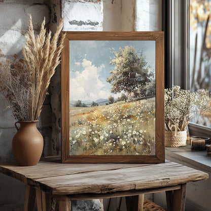 Vintage Wildflower Meadow Wall Art Print - Everything Pixel