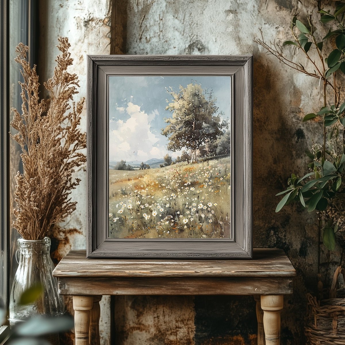 Vintage Wildflower Meadow Wall Art Print - Everything Pixel