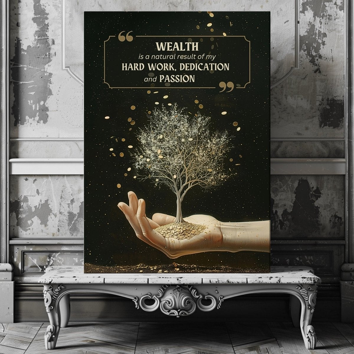 Wealth Affirmation Canvas Print - Motivational Decor, Law of Attraction - Everything Pixel