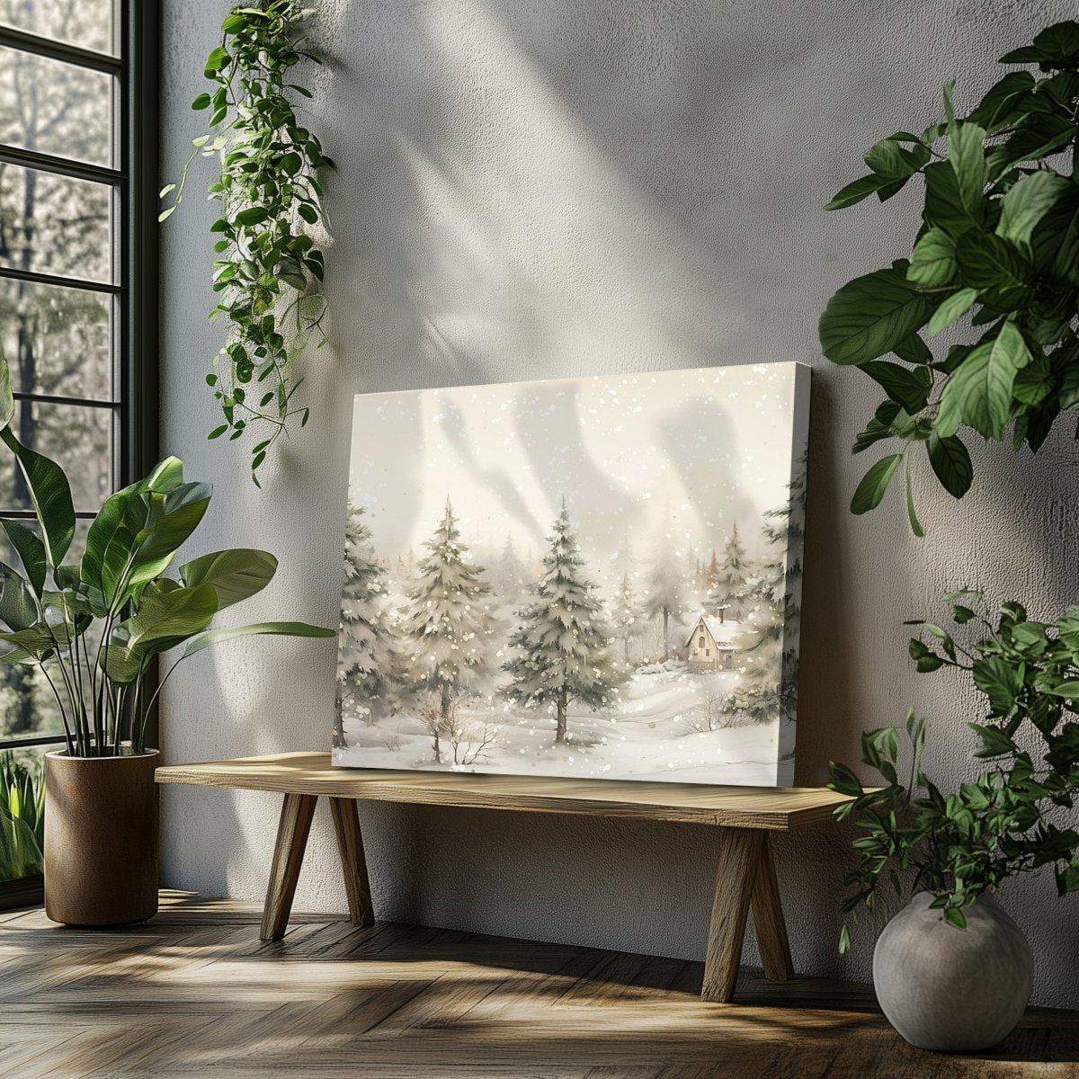 Winter Forest Canvas Print - Rustic Christmas Decor, Serene Winter Landscape Art - Everything Pixel