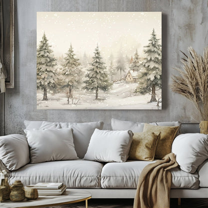 Winter Forest Canvas Print - Rustic Christmas Decor, Serene Winter Landscape Art - Everything Pixel