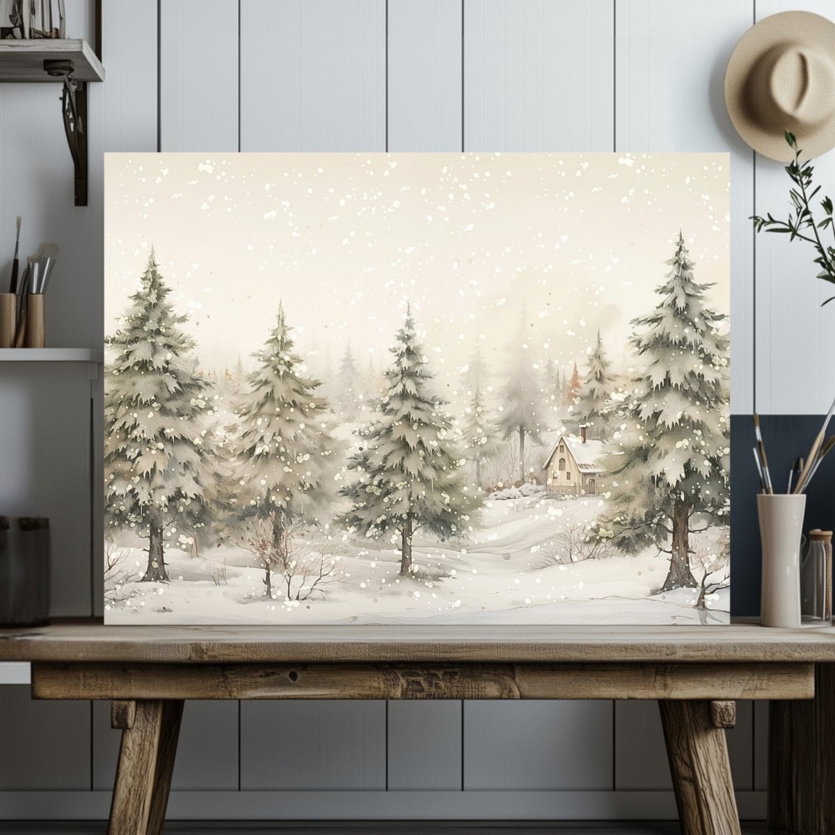 Winter Forest Canvas Print - Rustic Christmas Decor, Serene Winter Landscape Art - Everything Pixel