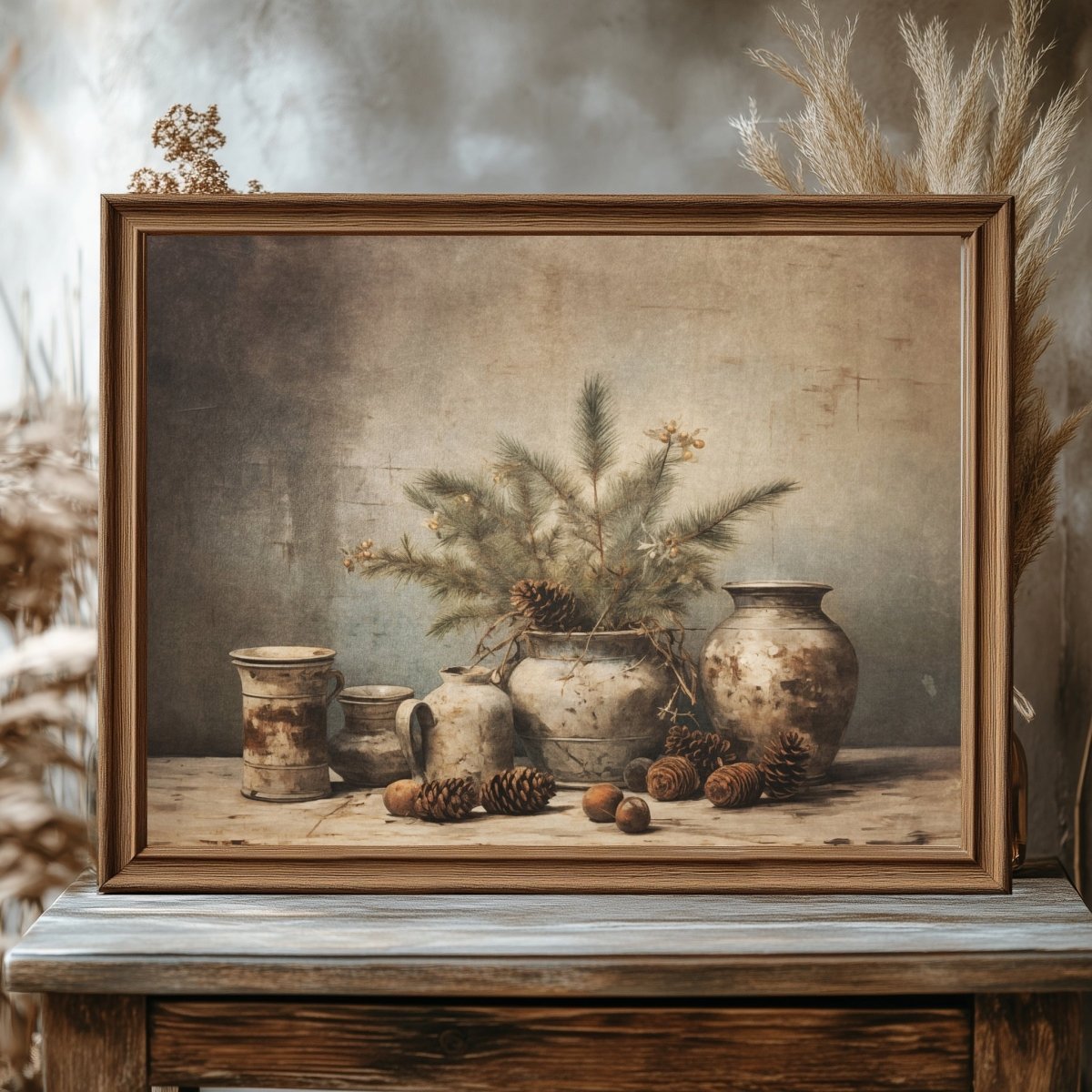 Winter Still Life Wall Art Vintage Kitchen Still Life Artwork Rustic Christmas Print Country Kitchen Decor Moody Farmhouse Art Paper Poster Print - Everything Pixel