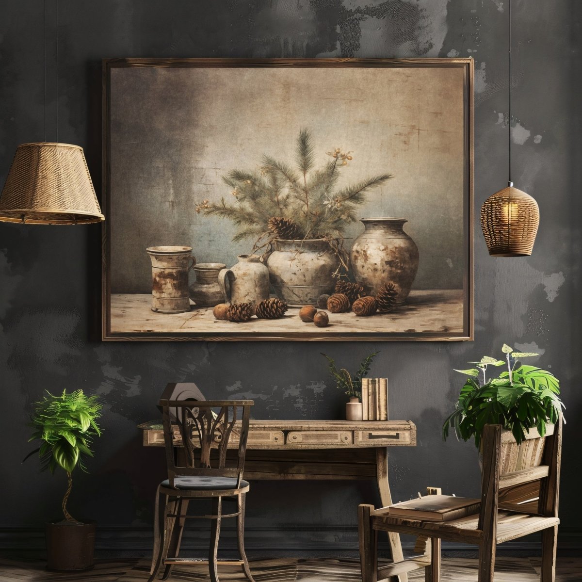 Winter Still Life Wall Art Vintage Kitchen Still Life Artwork Rustic Christmas Print Country Kitchen Decor Moody Farmhouse Art Paper Poster Print - Everything Pixel