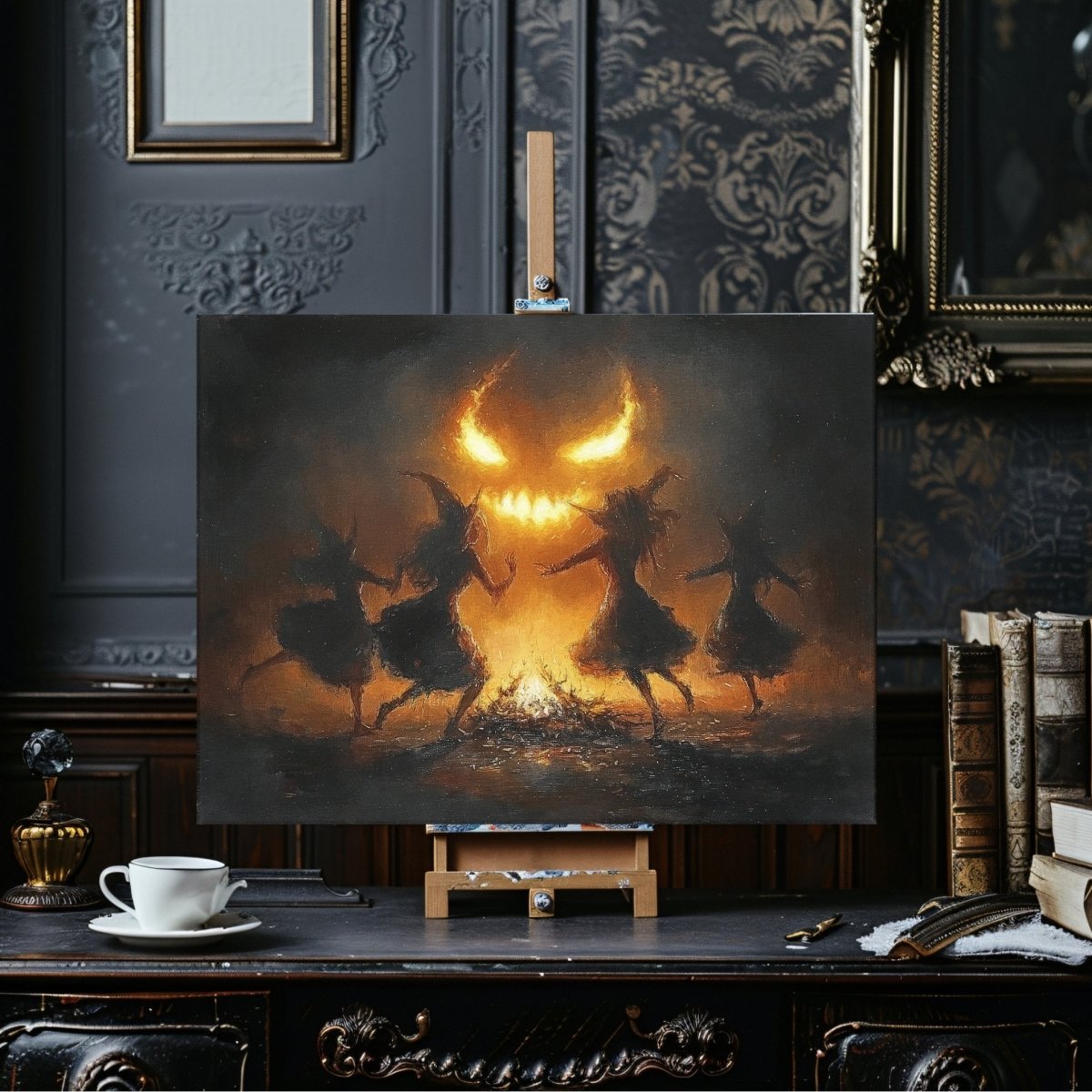 Witches' Fire Dance summons Demon - Gothic Canvas Print - Everything Pixel