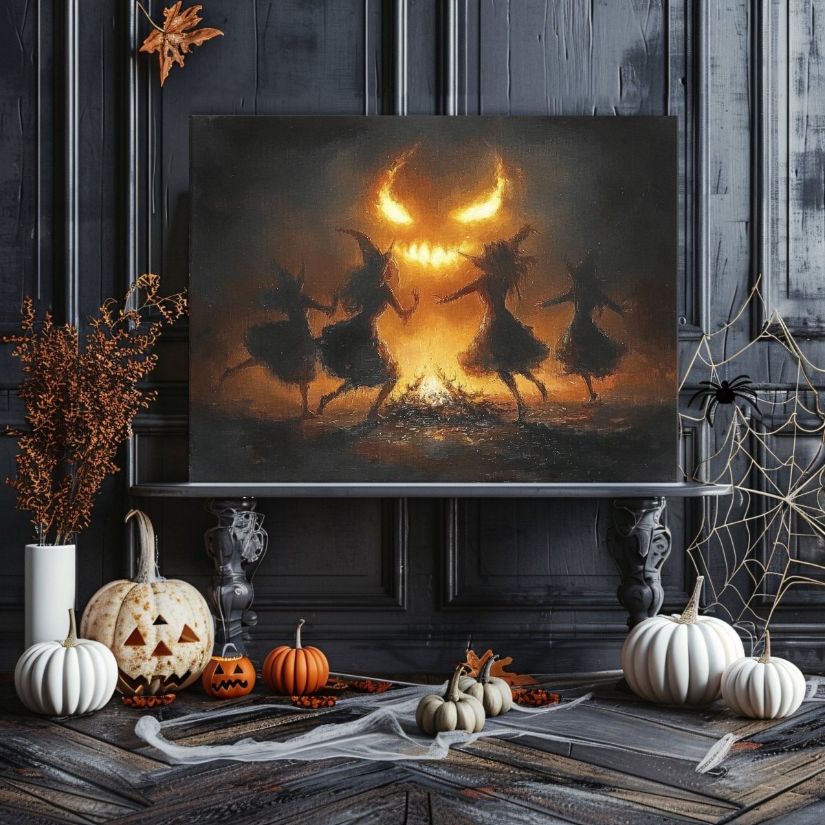 Witches' Fire Dance summons Demon - Gothic Canvas Print - Everything Pixel