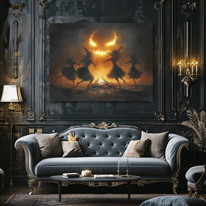 Witches' Fire Dance summons Demon - Gothic Canvas Print - Everything Pixel