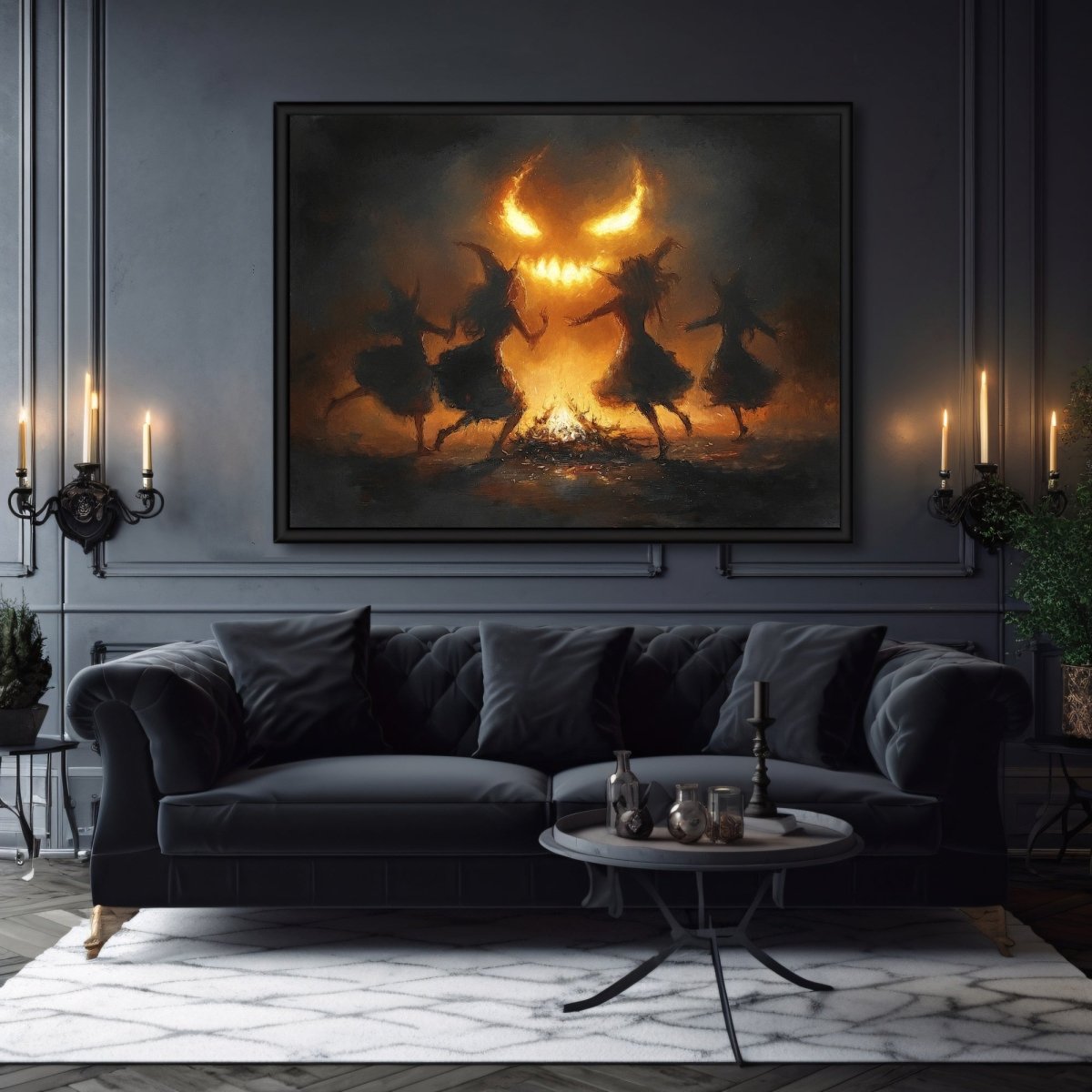 Witches' Fire Dance summons Demon - Gothic Wall Art Print - Everything Pixel