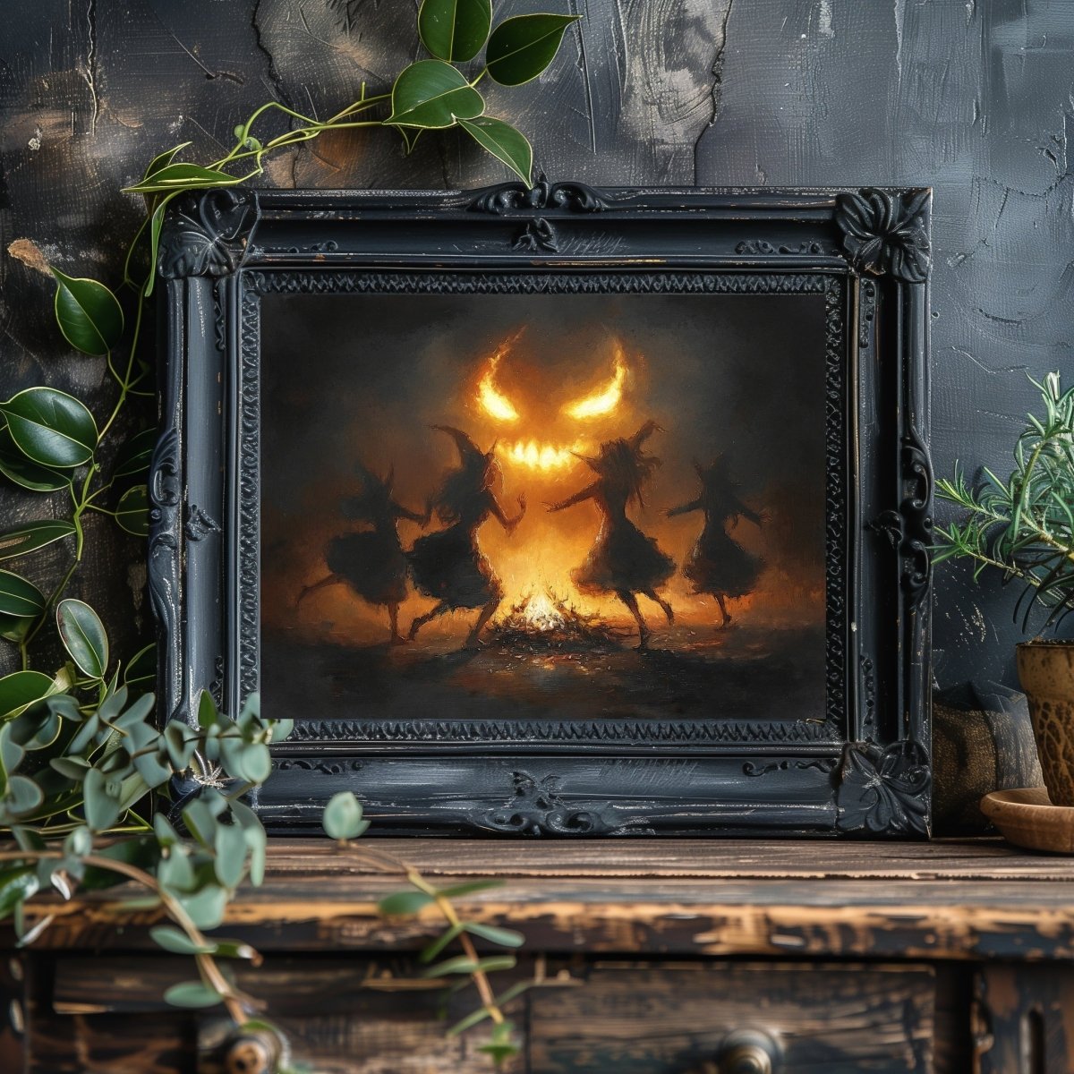 Witches' Fire Dance summons Demon - Gothic Wall Art Print - Everything Pixel