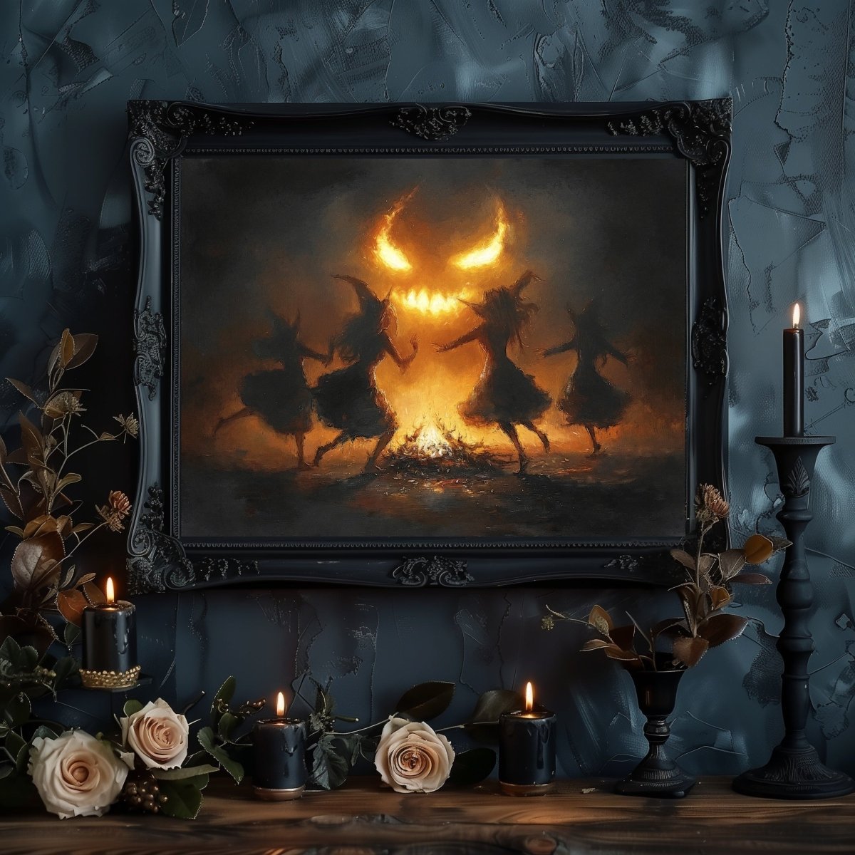 Witches' Fire Dance summons Demon - Gothic Wall Art Print - Everything Pixel