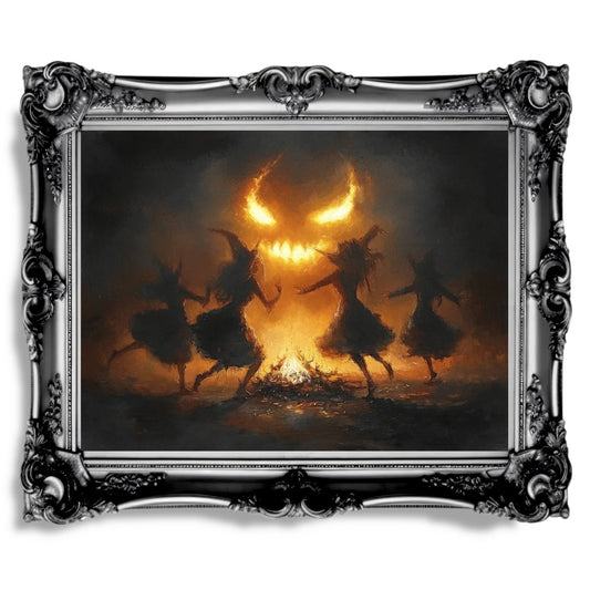 Witches' Fire Dance summons Demon - Gothic Wall Art Print - Everything Pixel
