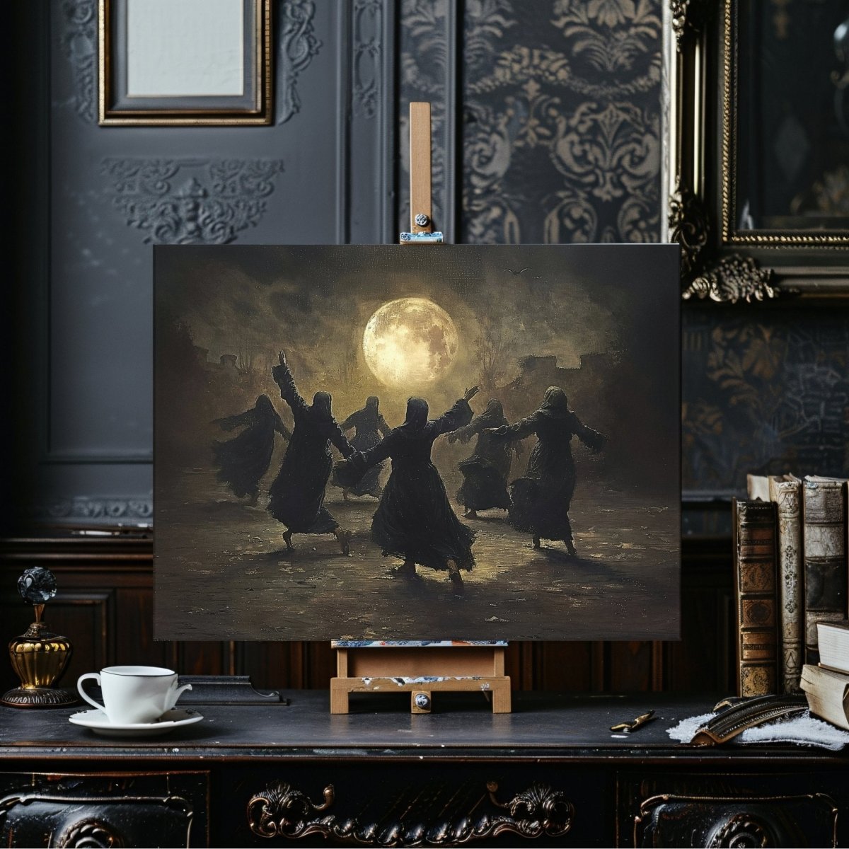 Witches Midnight Ritual Canvas Print - Witchcore Print, Magic Occult Art - Everything Pixel