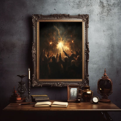 Wizards’ Ritual Wall Art Print – Arcane Magic & Mystical Light Artwork - Everything Pixel