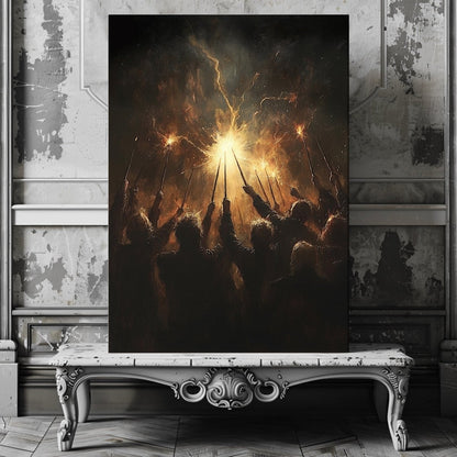 Wizards’ Ritual Wall Art Print – Arcane Magic & Mystical Light Artwork - Everything Pixel