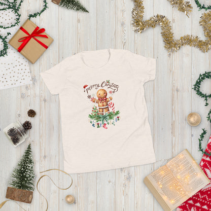 Christmas Gingerbread Man T-Shirt - High Quality Festive Family Teenager T-Shirt, Gift for Candy Lovers, Christmas Candy, Youth Xmas Tee