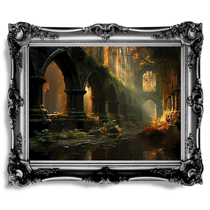 Abandoned Monastery Wall Art Romantic Lost Place Nature Reclaim Aestetic - Paper Poster Print - Everything Pixel