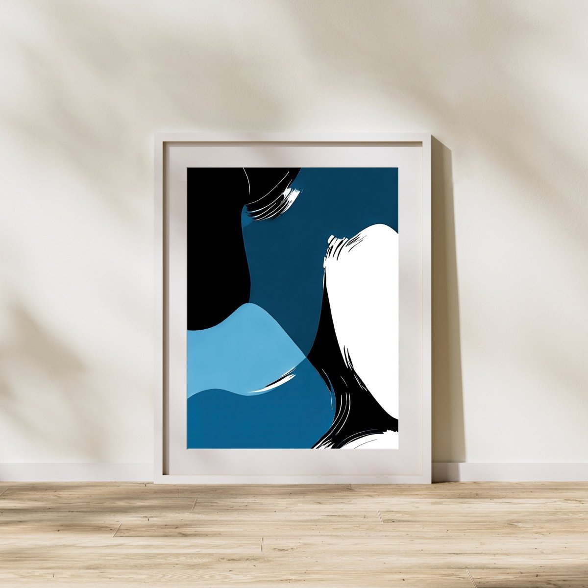 Abstract wall art blue black white modern minimalist artprint - Everything Pixel