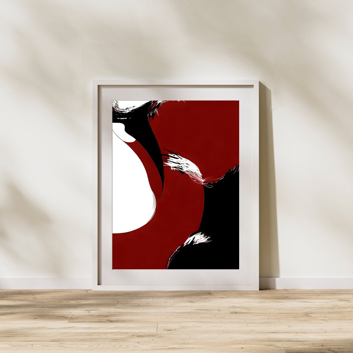 Abstract wall art red black white modern minimalist artprint - Everything Pixel