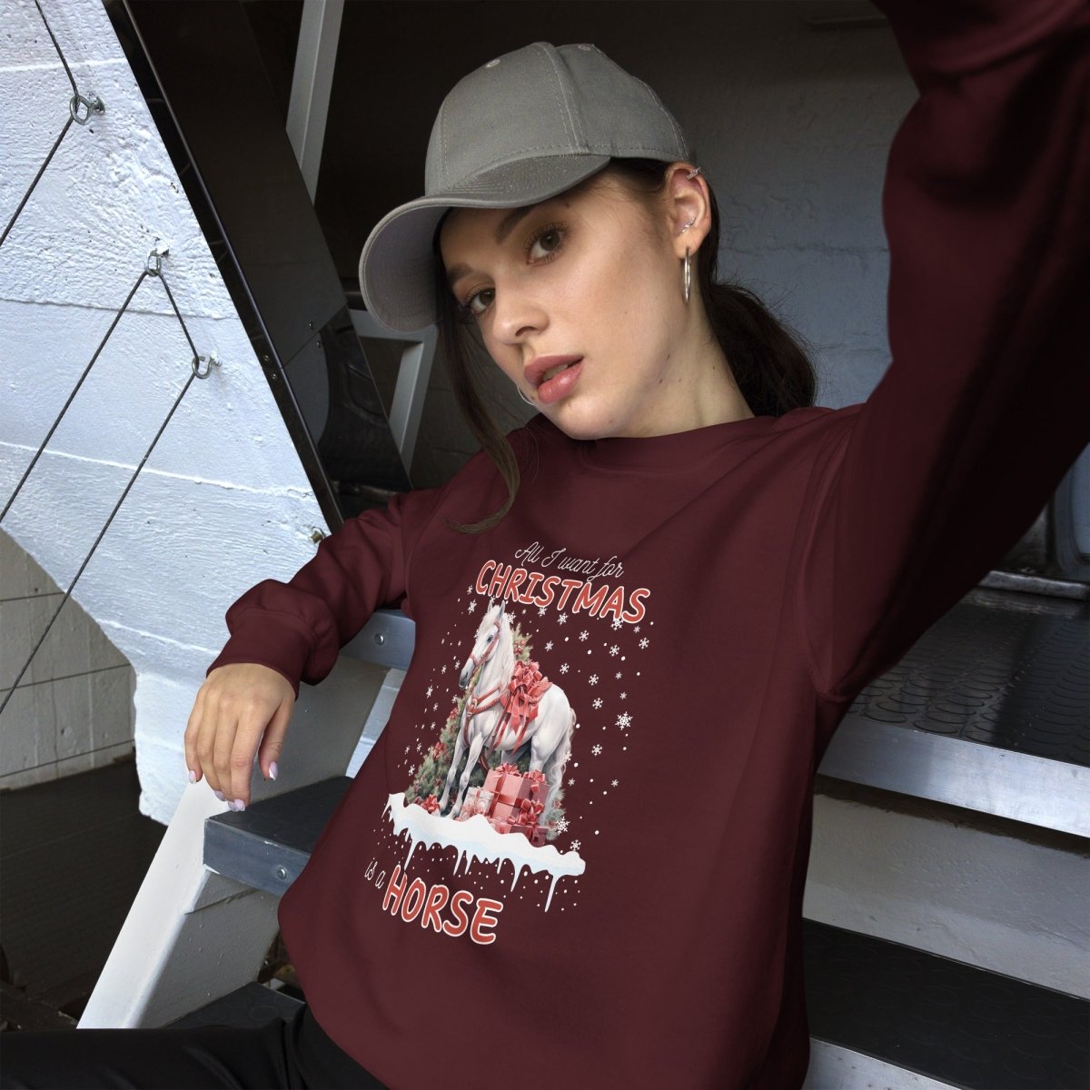 All I Want for Christmas is a Horse Sweater - High Quality Funny Horse Sweatshirt, Funny Gift for Horse Lover, Christmas Holiday Pullover - Everything Pixel