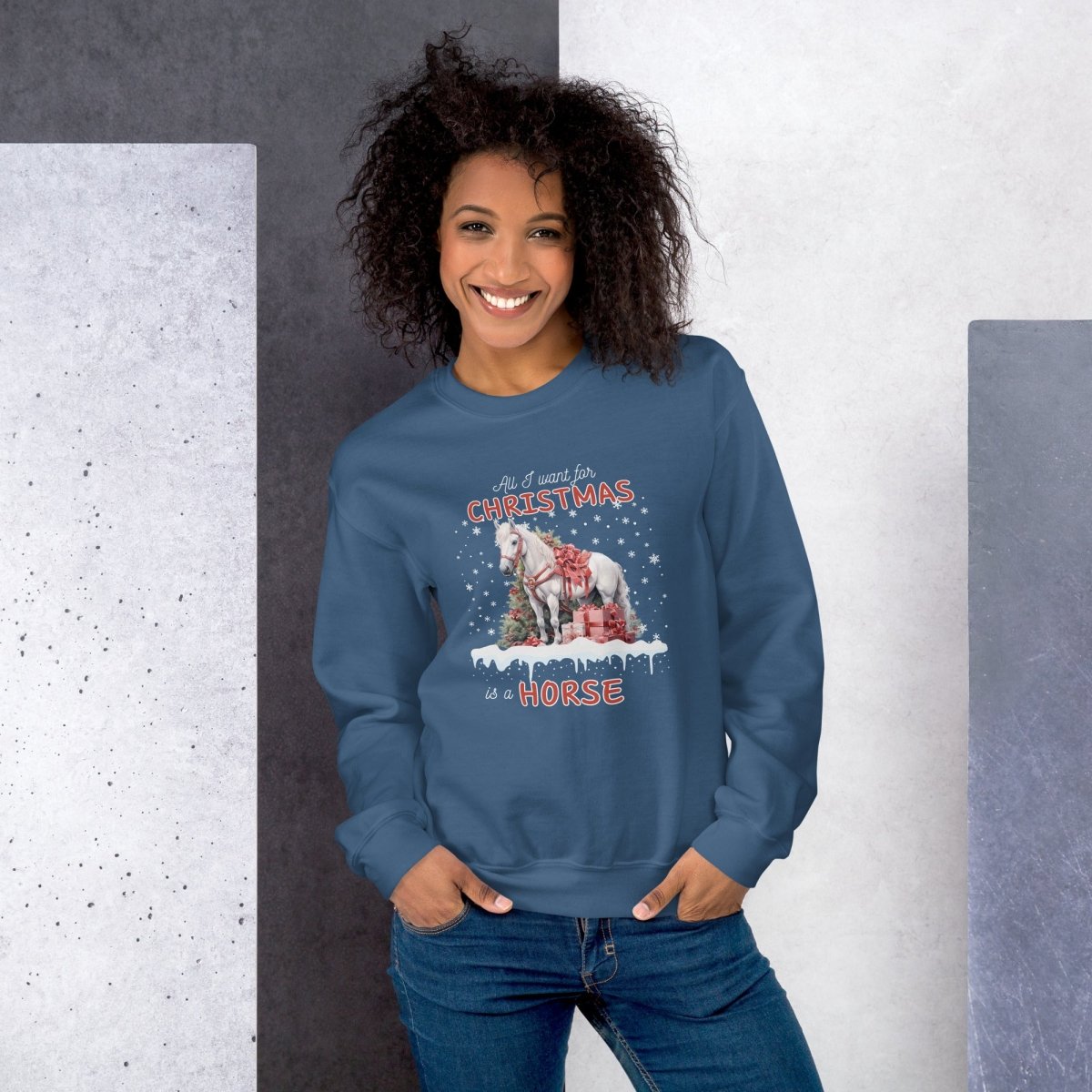 All I Want for Christmas is a Horse Sweater - High Quality Funny Horse Sweatshirt, Funny Gift for Horse Lover, Christmas Holiday Pullover - Everything Pixel