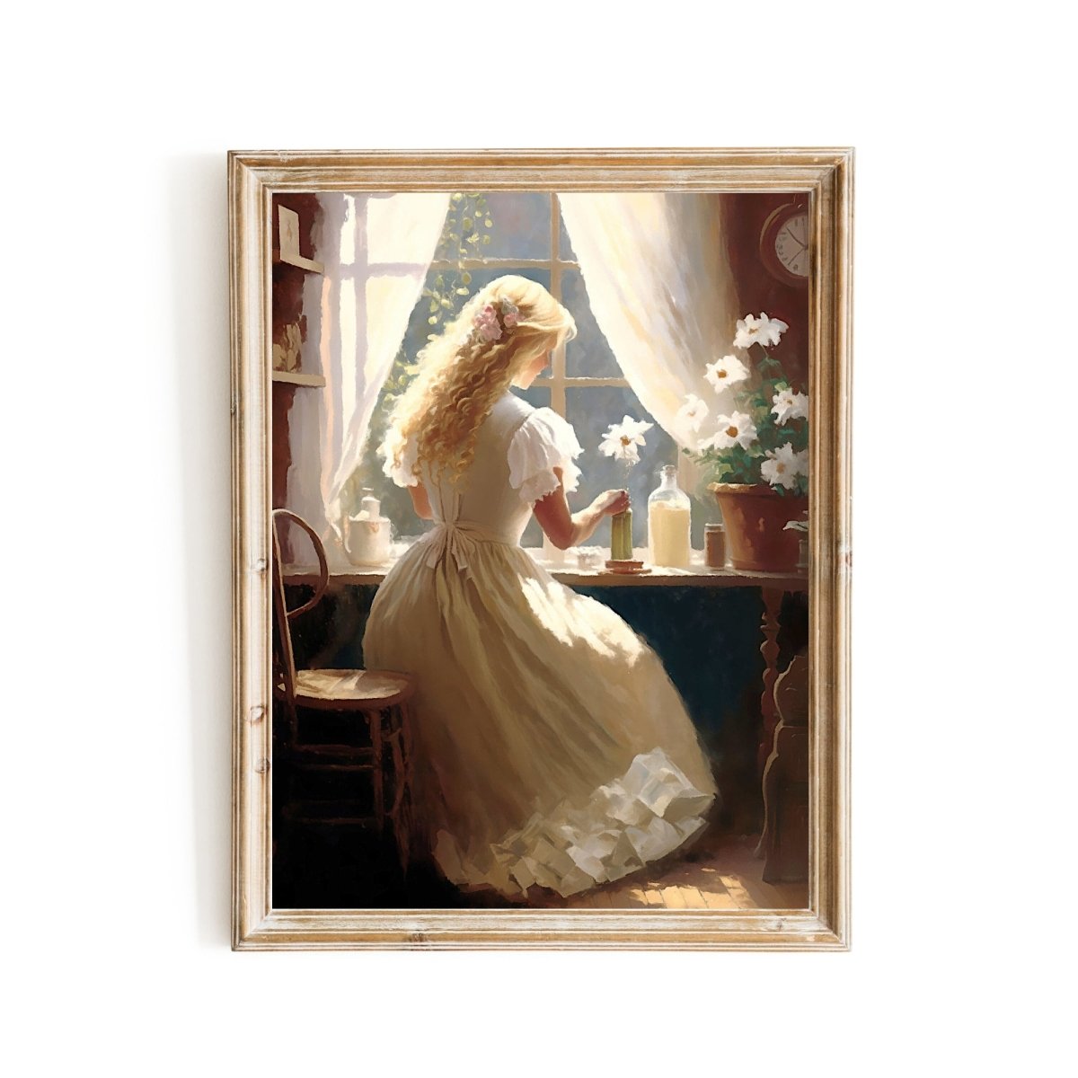 Antique Portrait victorian Woman working in front of a window - Everything Pixel