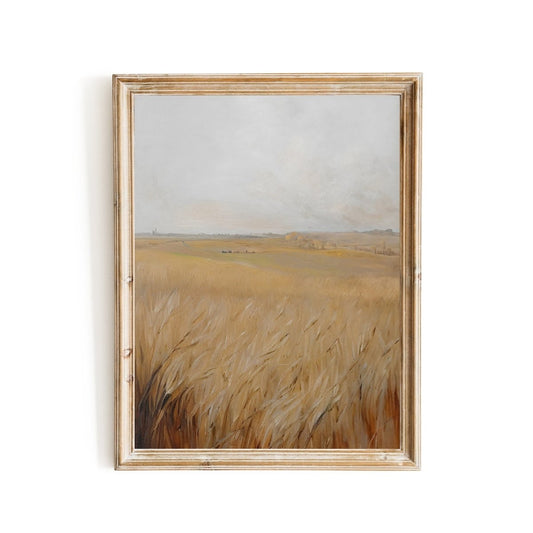Autumn barley field painting nature farmhouse art - Everything Pixel