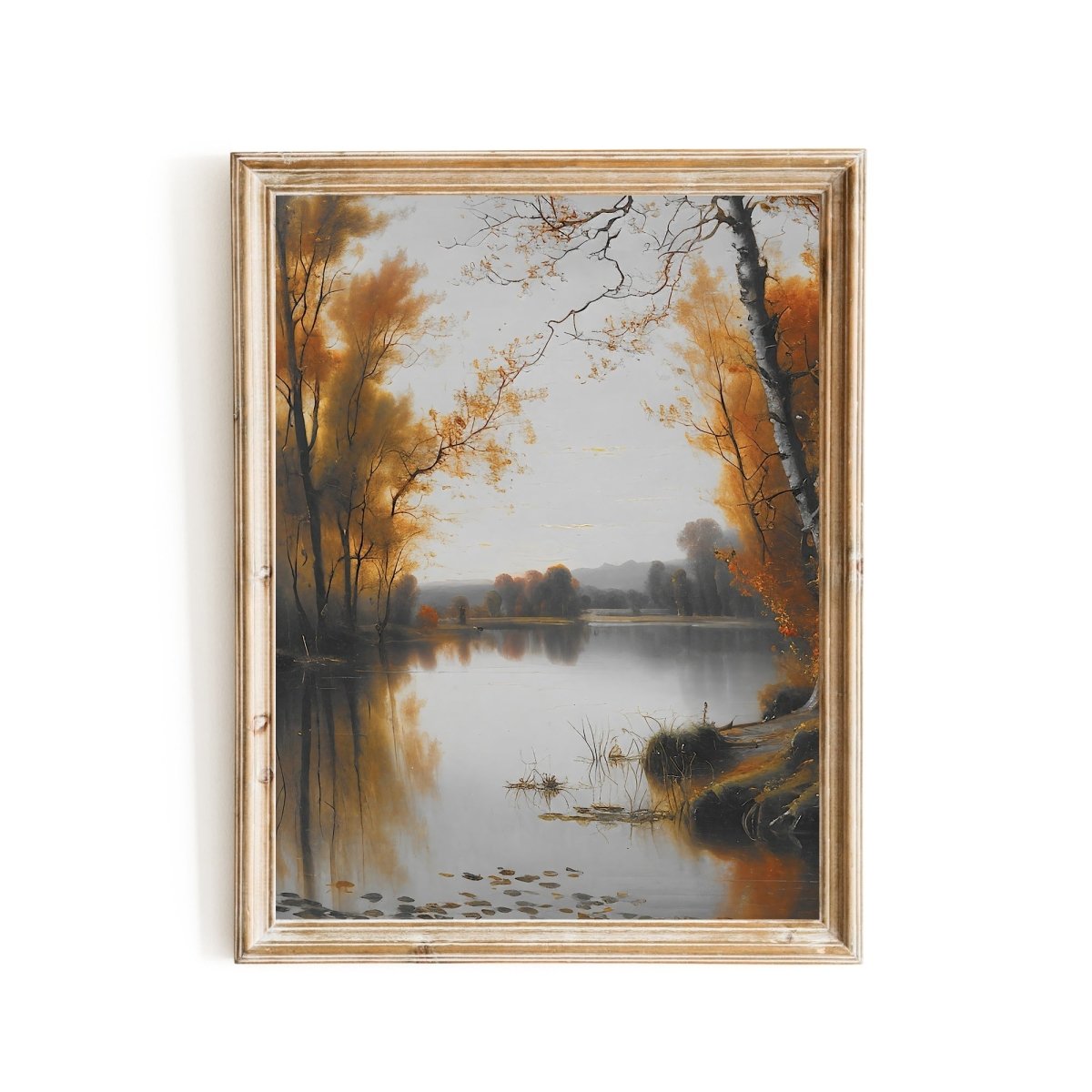 Autumn pond landscape rustic nature landscape art - Everything Pixel