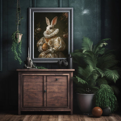 Baroque Easter Rabbit - Antique Gothic Wall Art Print - Everything Pixel