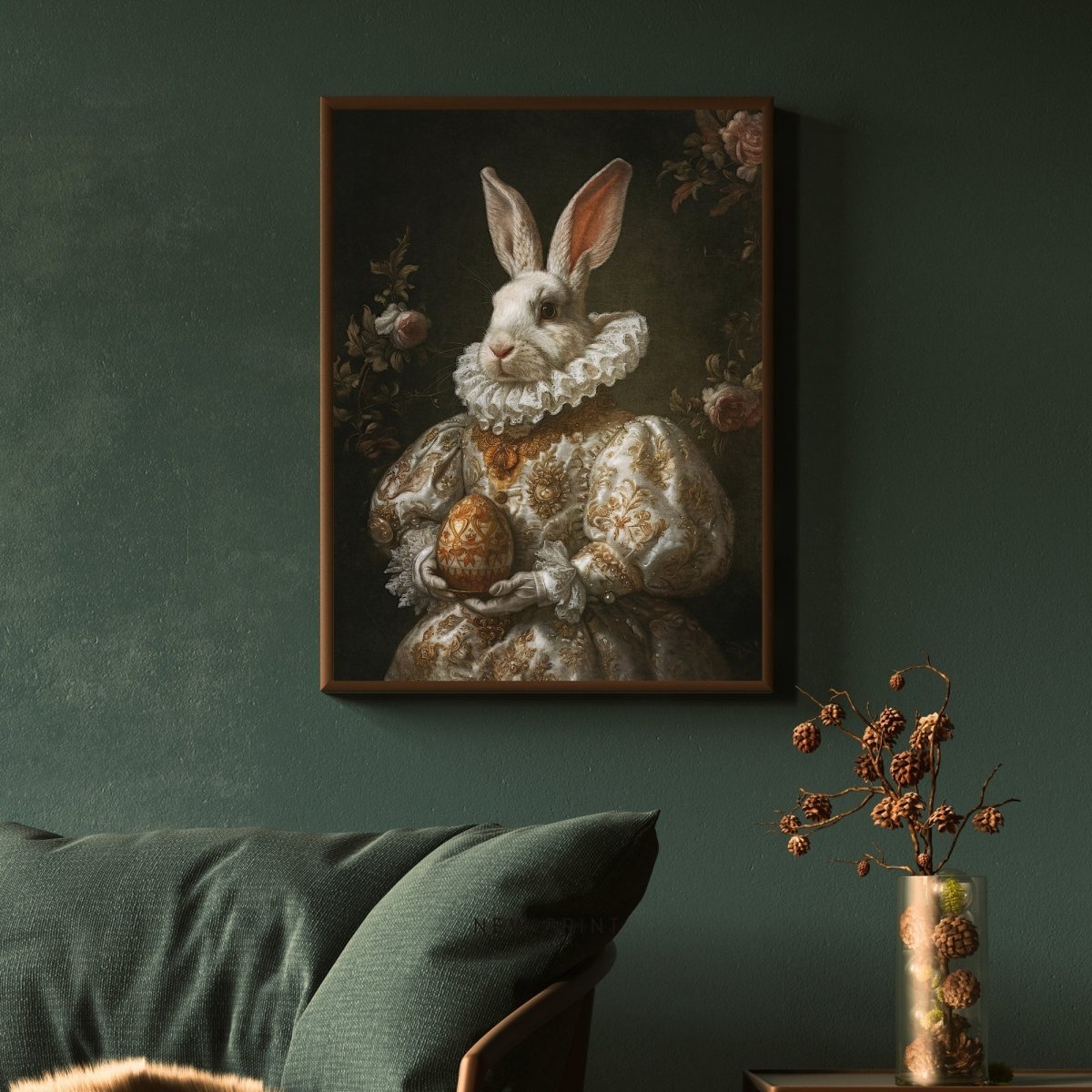 Baroque Easter Rabbit - Antique Gothic Wall Art Print - Everything Pixel