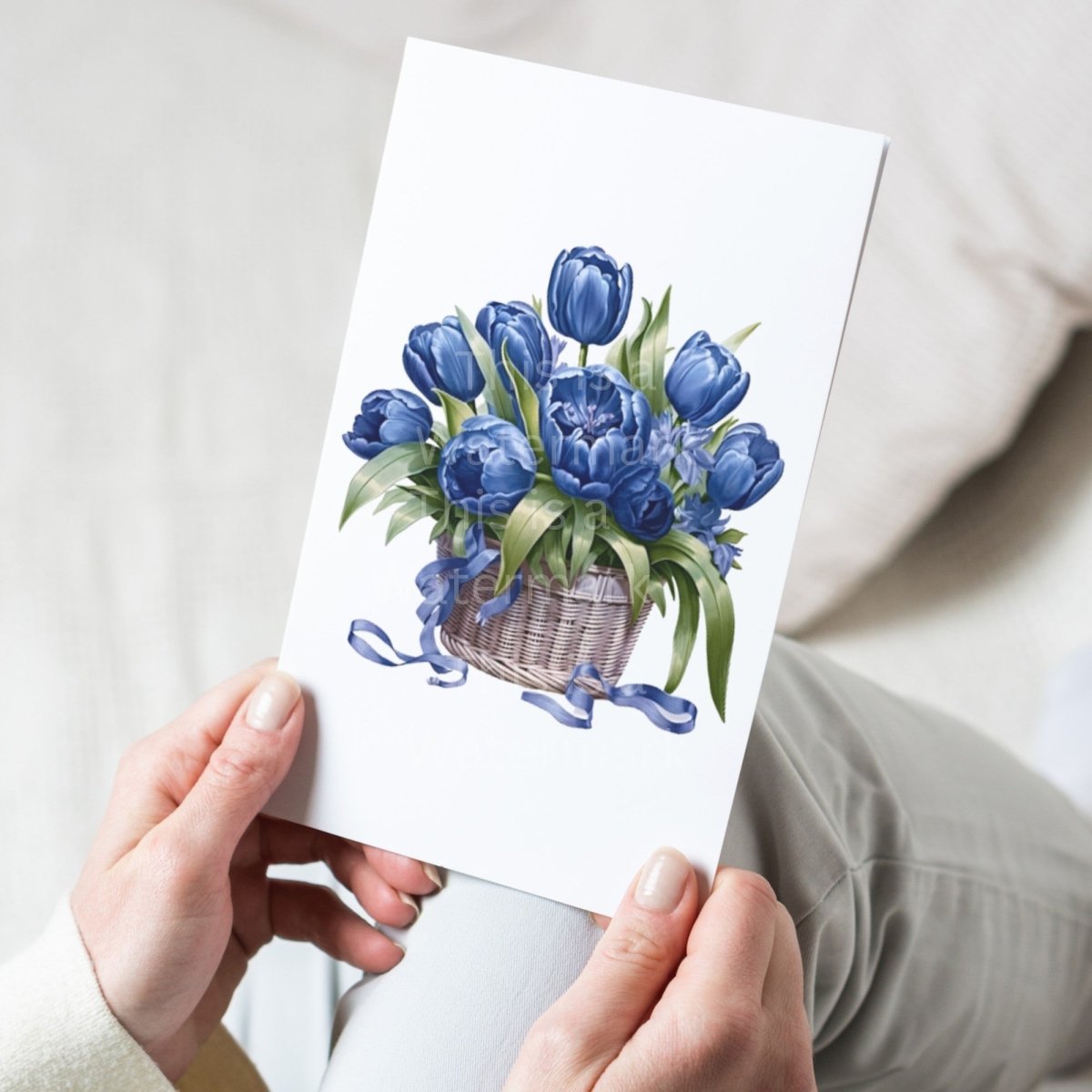 Basket with Blue Tulips 6+6 PNG Bundle for Sublimation & Clipart - Everything Pixel