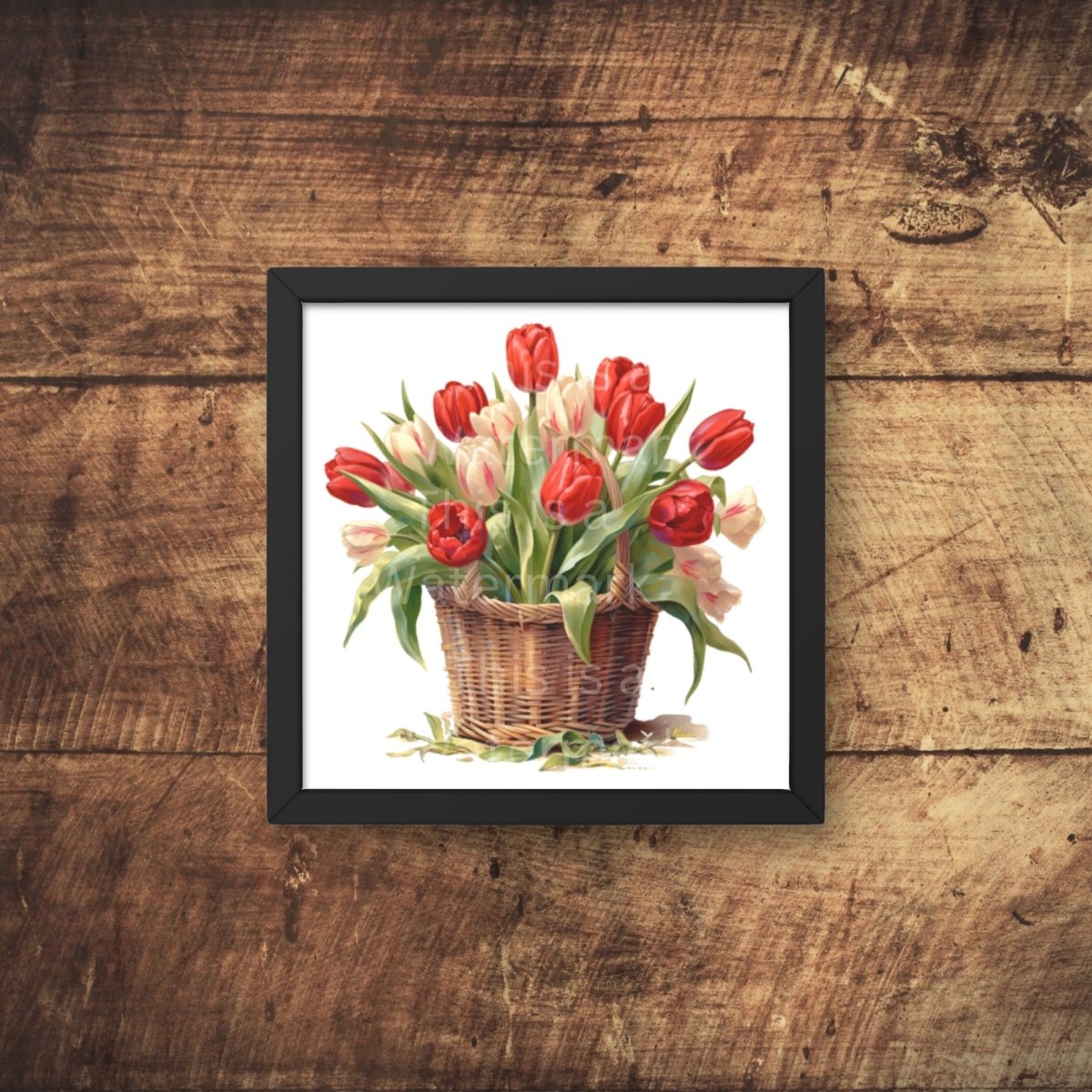 Basket with Red Tulips 6+6 PNG Bundle for Sublimation & Clipart - Everything Pixel